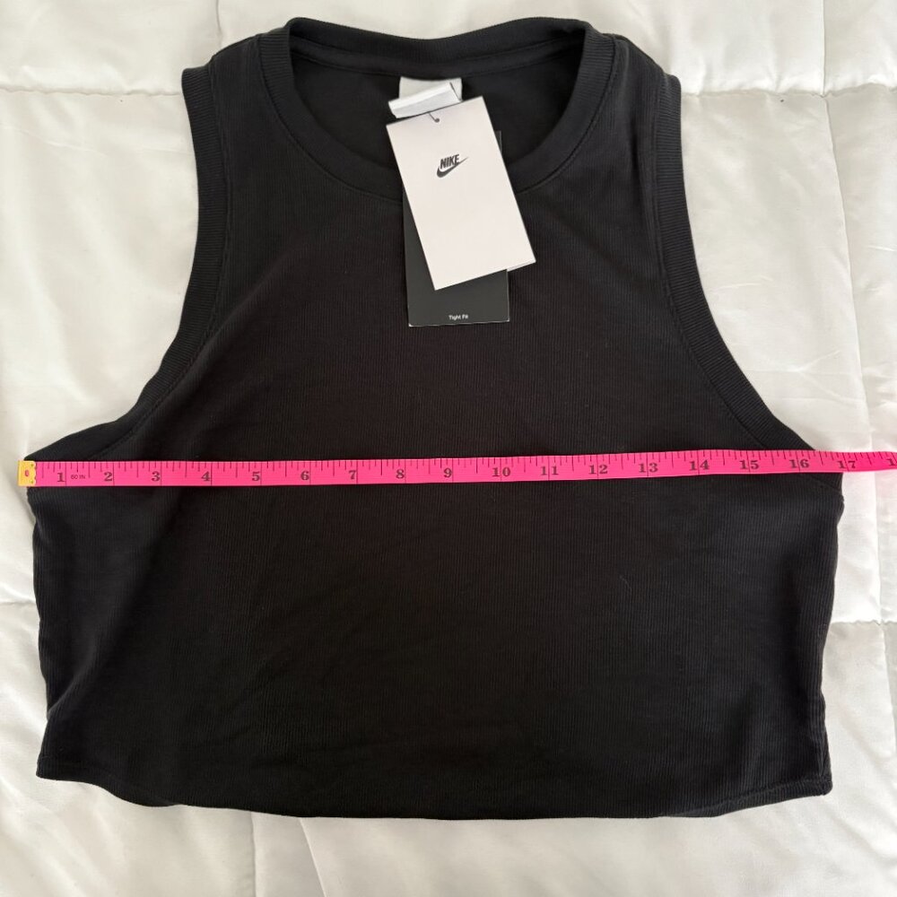 Nike Women's Black Essential Rib Crop Tank Size Large NWT - Picture 6 of 7